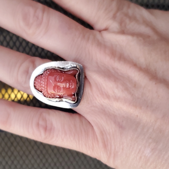 New Carved Buddha Head Unisex 925 Silver Ring. - Picture 3 of 13